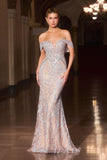 BEADED STRAPLESS GOWN