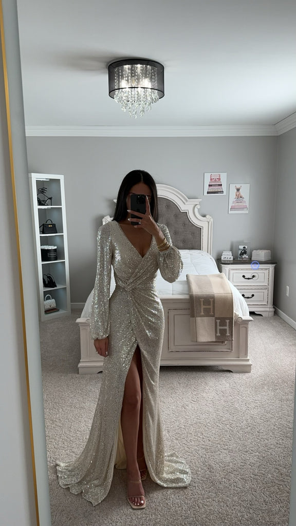 LONG SLEEVE SEQUIN GOWN – SHOP DDMINE LONG SLEEVE SEQUIN GOWN – SHOP DDMINE