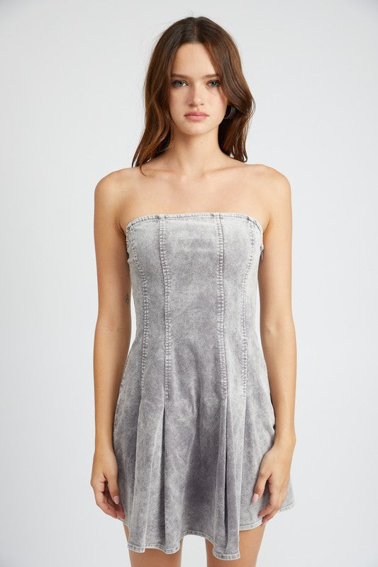 strapless pleated mini dress PLEATED STRAPLESS MINI DRESS – SHOP DDMINE