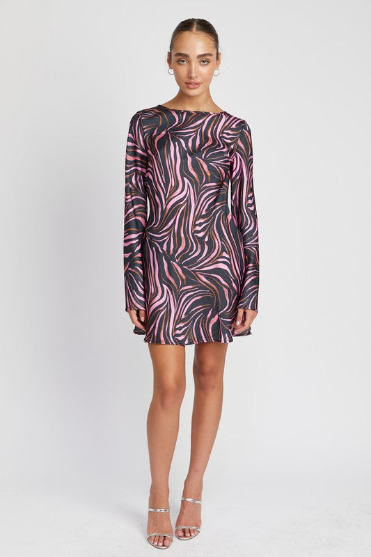 fitted lace wedding dress Zebra Print Mini Dress with Laced Up Back Zebra Purple / M