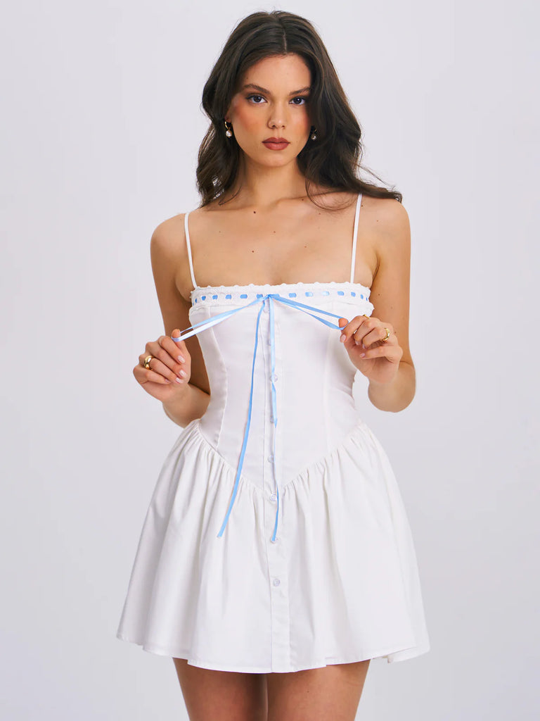 Malia Drop Waist Corset Lace Up Back Mini Dress Malia Drop Waist Corset Lace Up Back Mini Dress