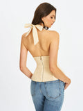 Quinzella Smock Back Halter Neck Linen Top