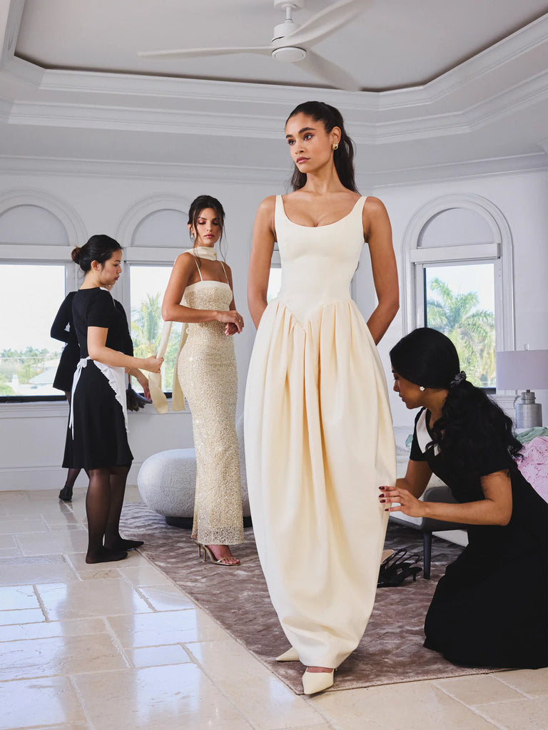 Udana Butter Yellow Drop Waist Tulip Gown L / US 10-12 Udana Butter Yellow Drop Waist Tulip Gown L / US 10-12