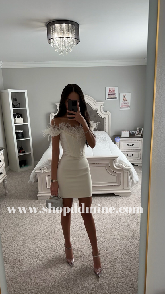 FIONA WHITE FEATHER CORSET MINI DRESS FIONA WHITE FEATHER CORSET MINI DRESS