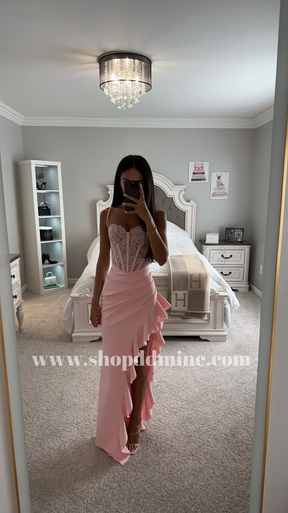 chinese dress ladies Strapless Long Prom Dress with Lace-Up Back Dusty Rose / 8 main image 1