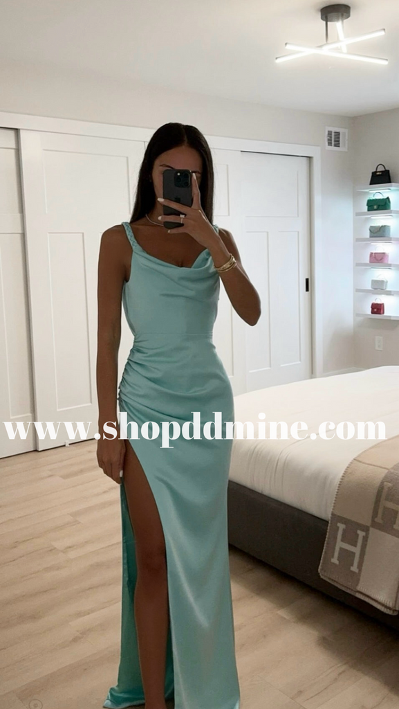 tiffany blue dress TIFFANY BLUE HIGH SLIT BACKLESS GOWN XXS / As Shown