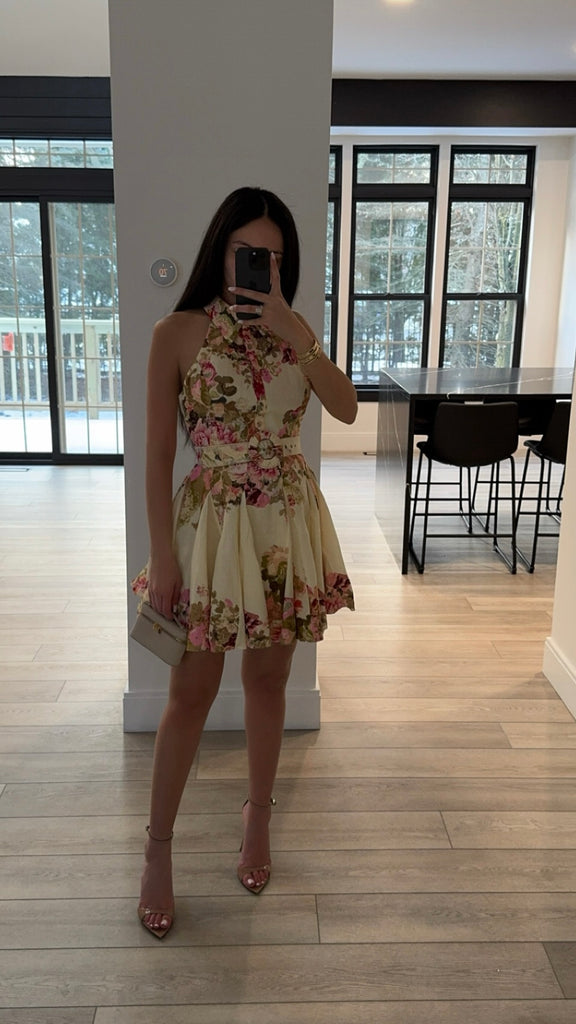Hemant and Nandita Sama Floral Belted Mini Dress Hemant and Nandita Sama Floral Belted Mini Dress