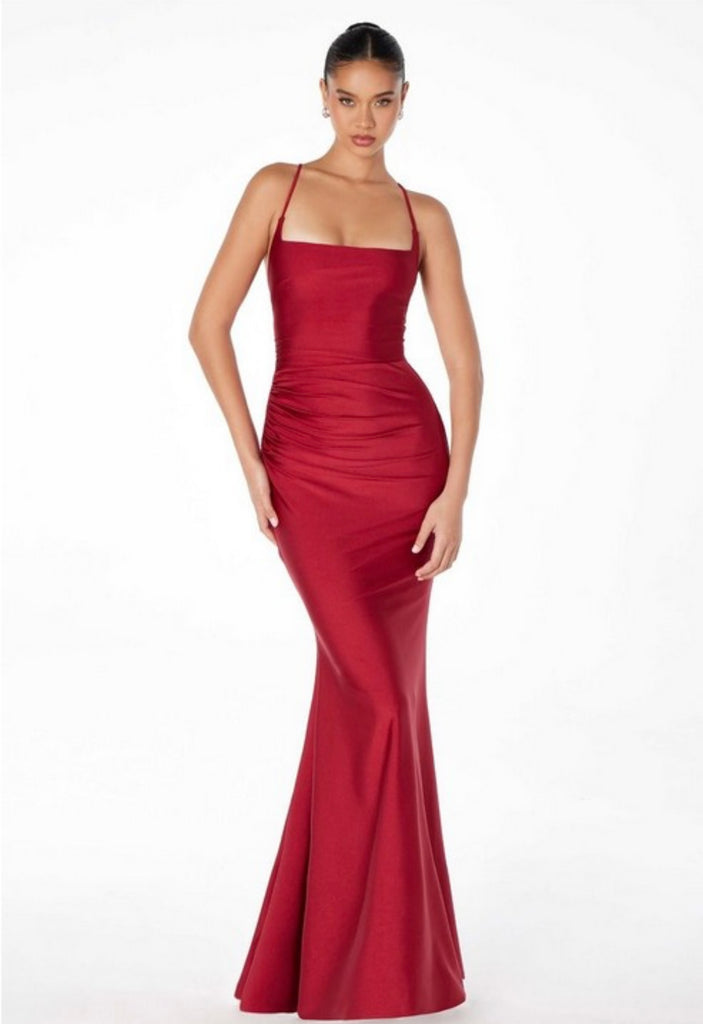 Anita Lace-Up Back Jersey Maxi Dress | Lady Black Tie Burgundy / Medium Anita Lace-Up Back Jersey Maxi Dress | Lady Black Tie Burgundy / Medium