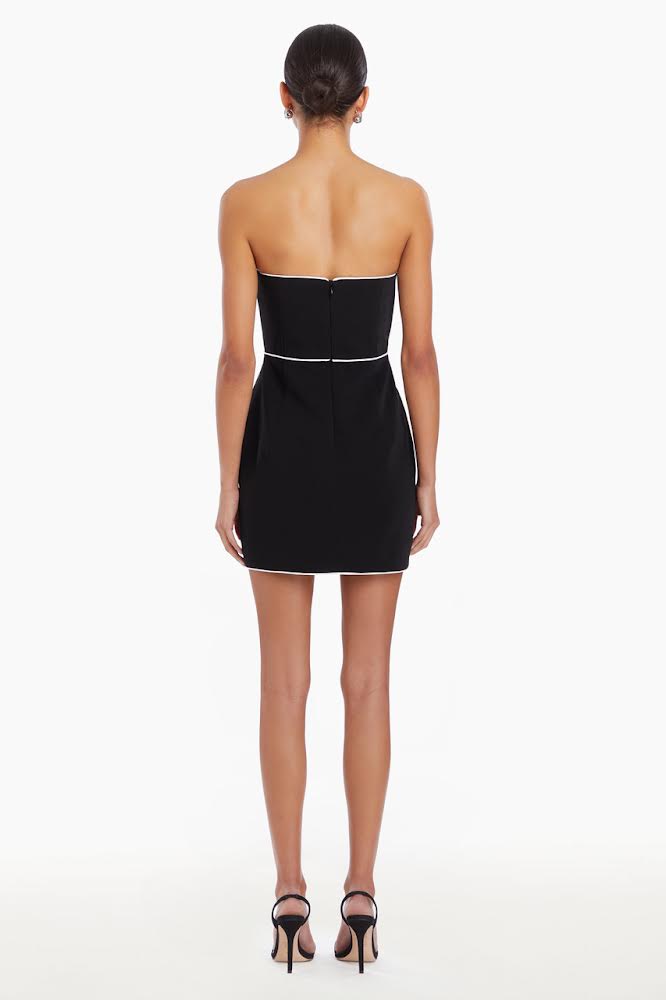 amanda uprichard strapless puzzle mini dress AMANDA UPRICHARD STRAPLESS PUZZLE DRESS WITH PIPING Large