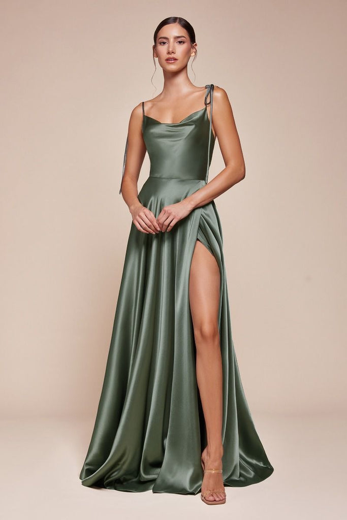 MOSS GREEN CINDERELLA SATIN GOWN Small MOSS GREEN CINDERELLA SATIN GOWN Small
