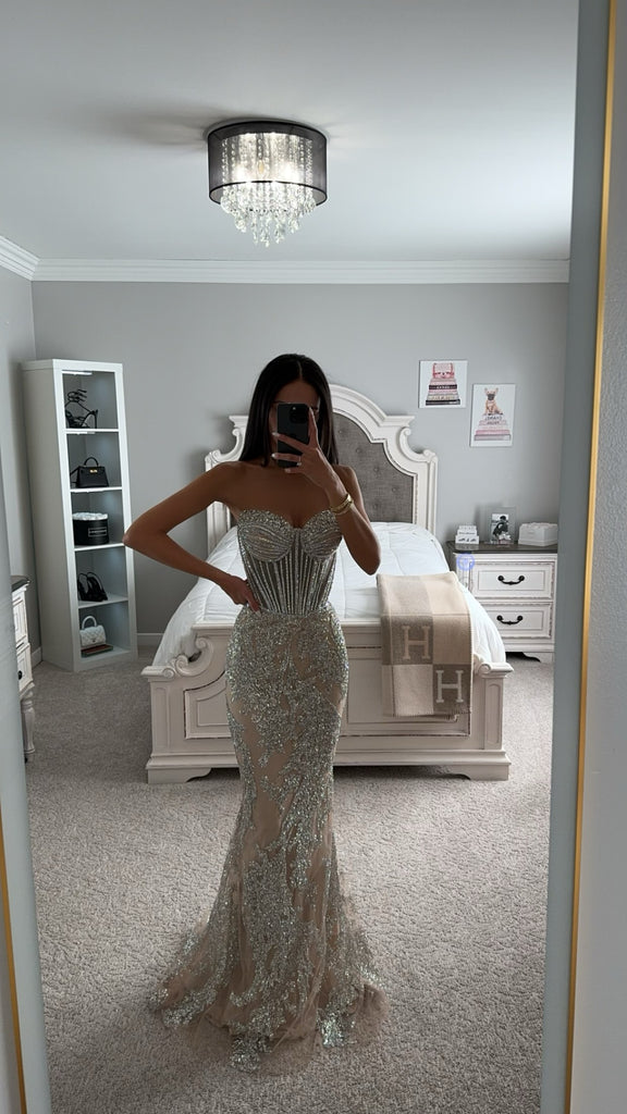 The Cleo Embellished Silver & Nude Gown 6 The Cleo Embellished Silver & Nude Gown 6