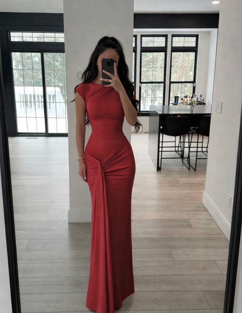 BODYCON RUCHED MAXI GOWN – SHOP DDMINE