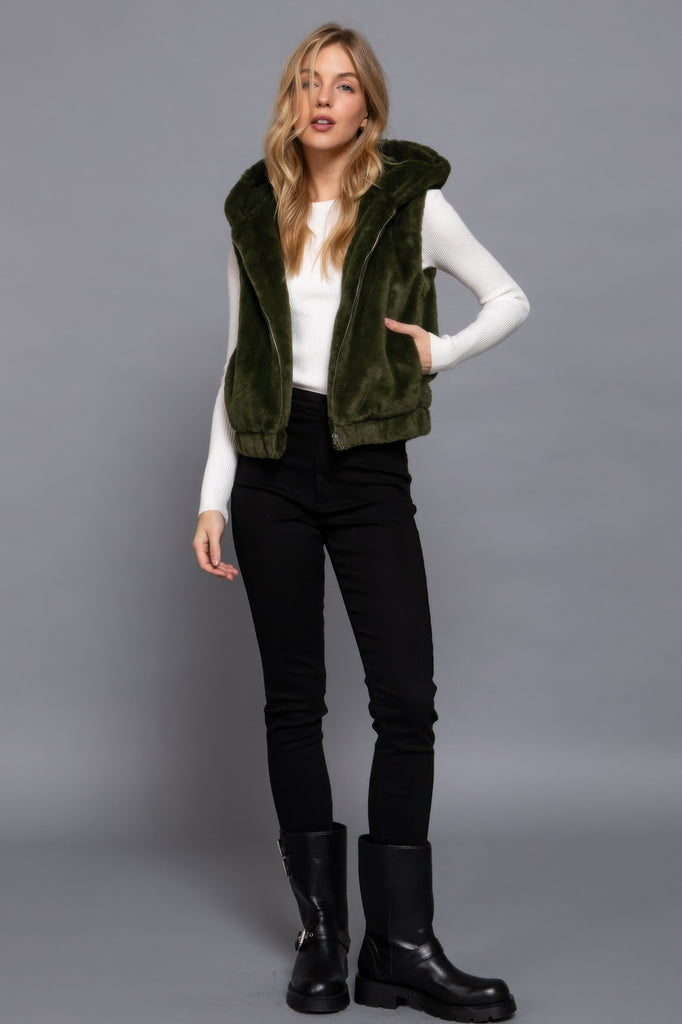 Hoodie Faux Fur Vest – SHOP DDMINE