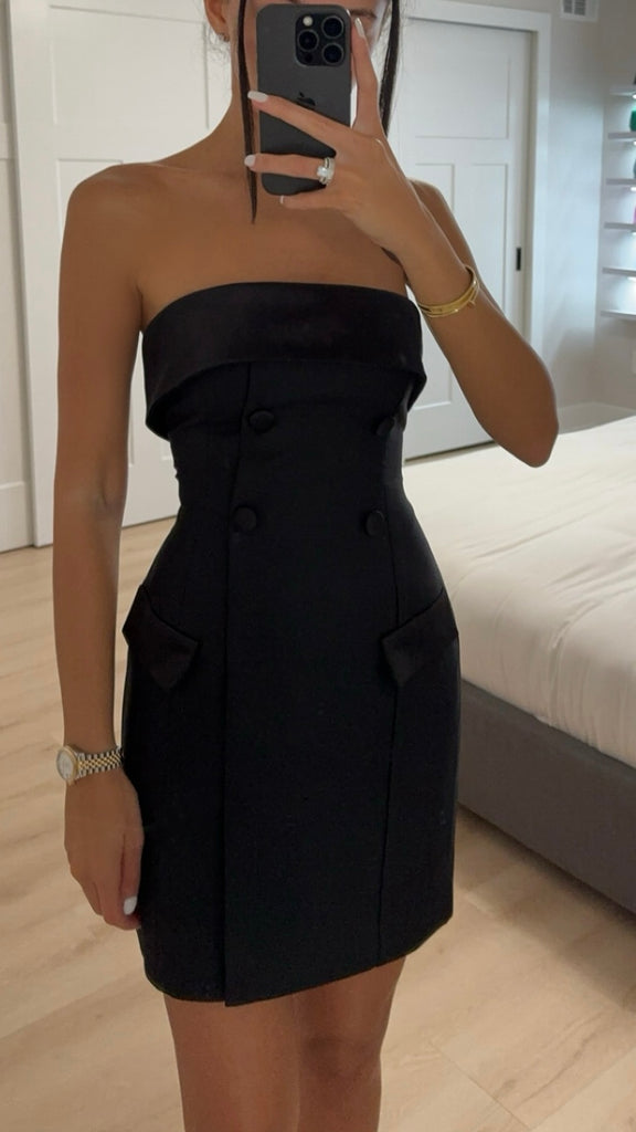 black mini pencil dress DALILAH Black DOUBLE BREASTED MINI PENCIL DRESS Medium