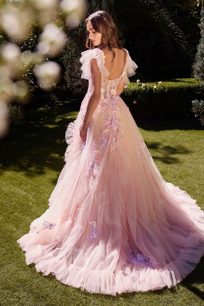 Pink Floral Ball Gown Blush / 8