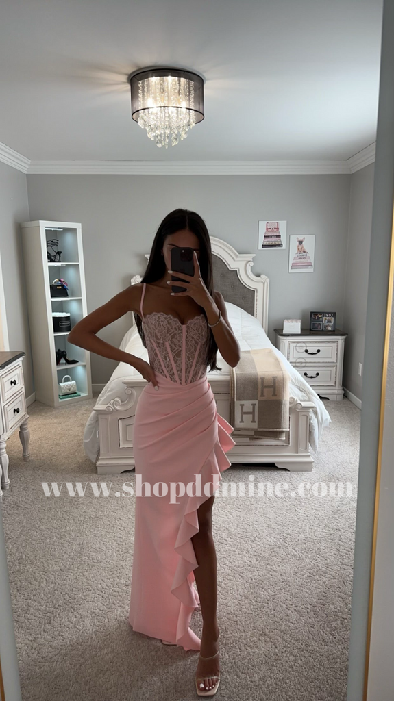 Julia Pink Lace Corset Maxi Dress XL / As Shown