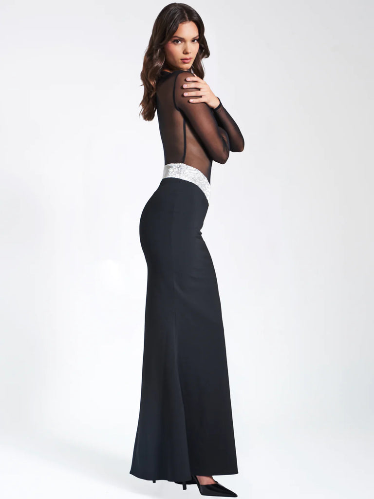Abito dritto, lungo, maniche lunghe fantasia nero Only | La Redoute