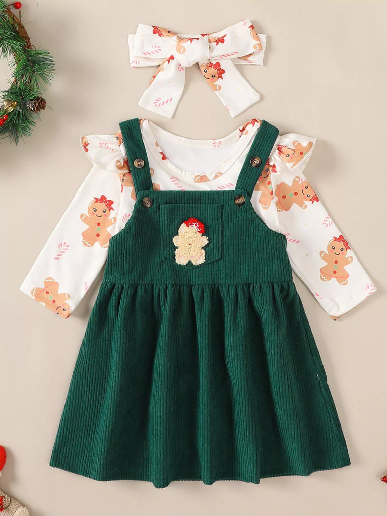 Children's Christmas Bodysuit and Overall Dress Set with Headband – SHOP DDMINE