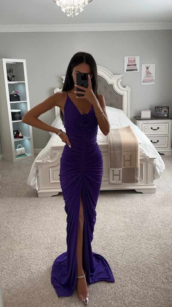 GINA PURPLE DEEP V BACKLESS MAXI DRESS XL