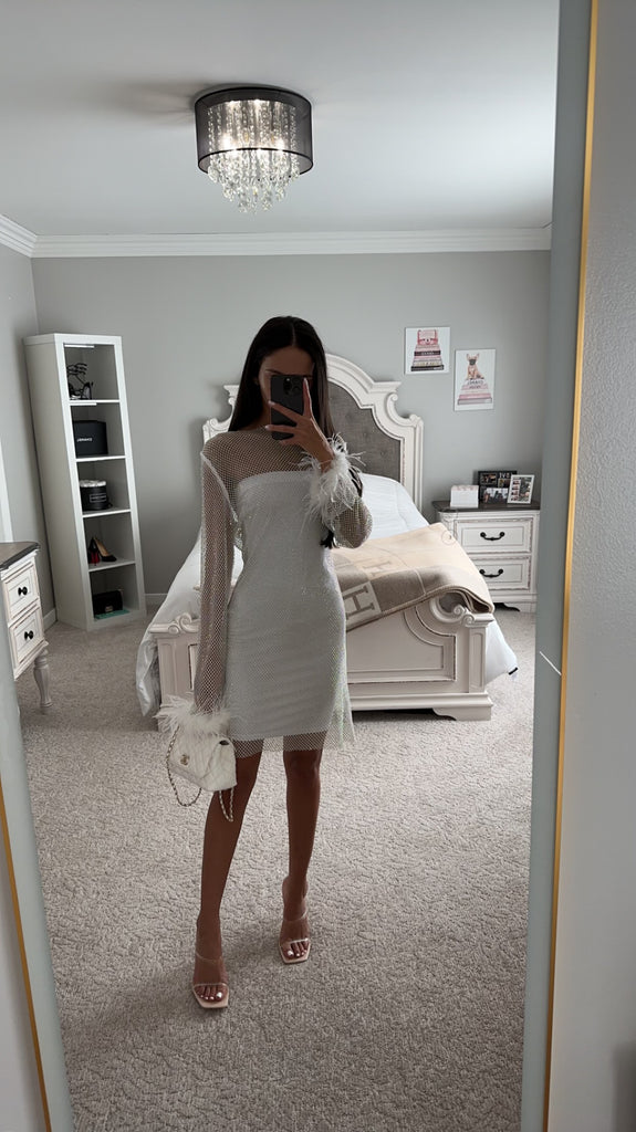 mini rhinestone mesh dress Windsor Glam Diva Rhinestone Mesh Bodycon Mini Dress