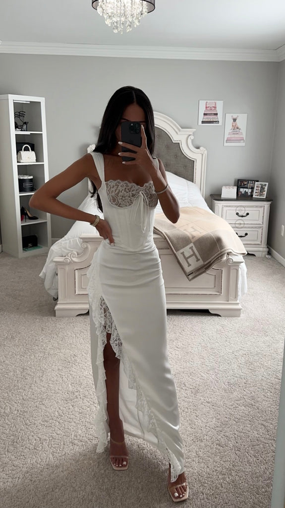 white lace corset maxi dress SATIN – SHOP DDMINE Also available in black Color:CEDAR Amazon.com: Women Long Bell collection_alyce-paris_Alyce Paris