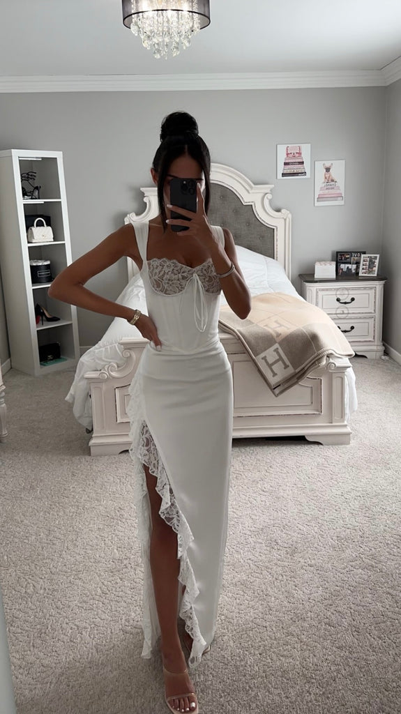 white lace corset maxi dress Valencia