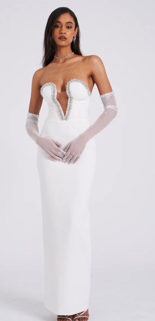 embellished maxi dress white Embellished Maxi Dress White