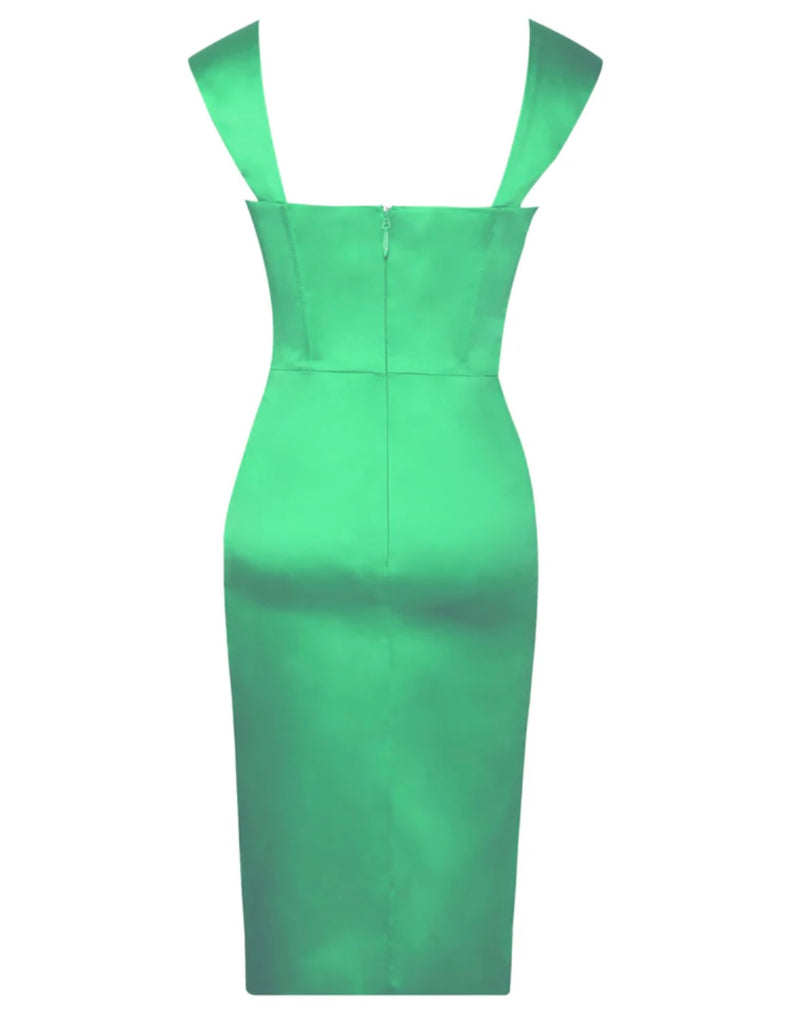 Green SATIN MIDI DRESS Green / Large