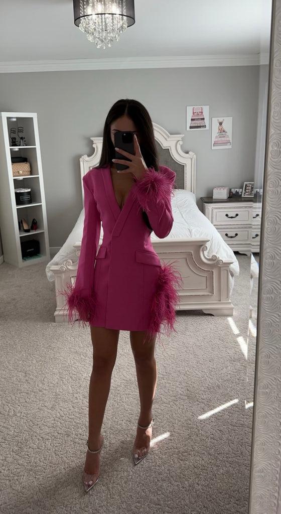 Feather Cut Out Blazer Mini Dress Small / As Shown Feather Cut Out Blazer Mini Dress Small / As Shown