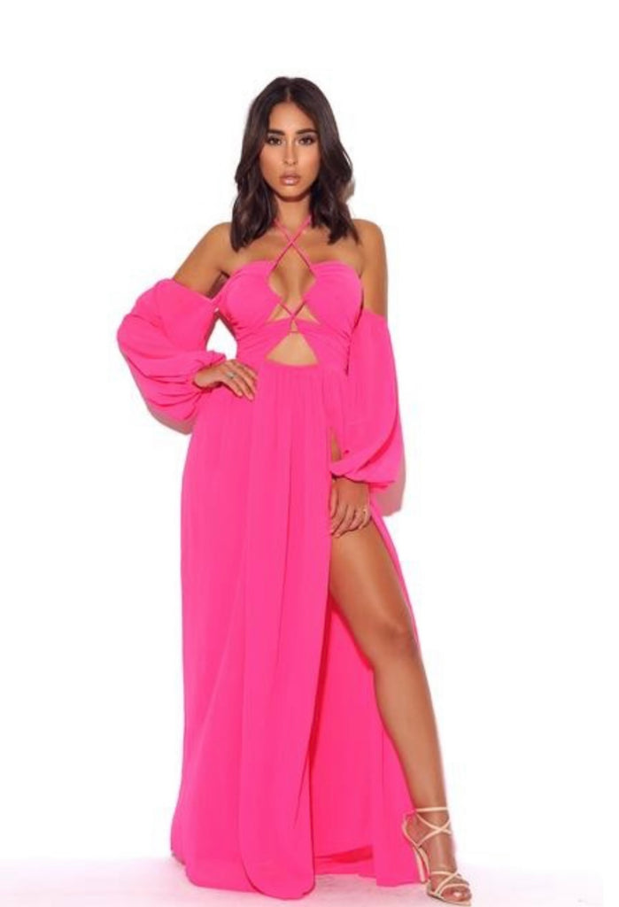 HOT PINK MAXI DRESS HOT PINK / Large HOT PINK MAXI DRESS HOT PINK / Large