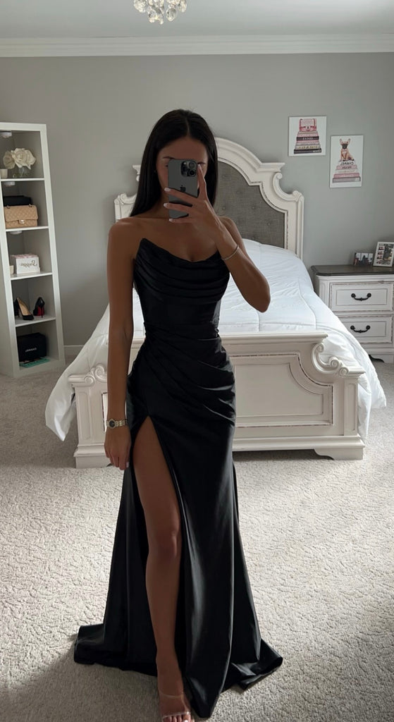 black asymmetrical dress Rohe Off Shoulder Maxi this dress is perfect for both formal occasions and casual chic events Pleated Asymmetrical Silk Dress With