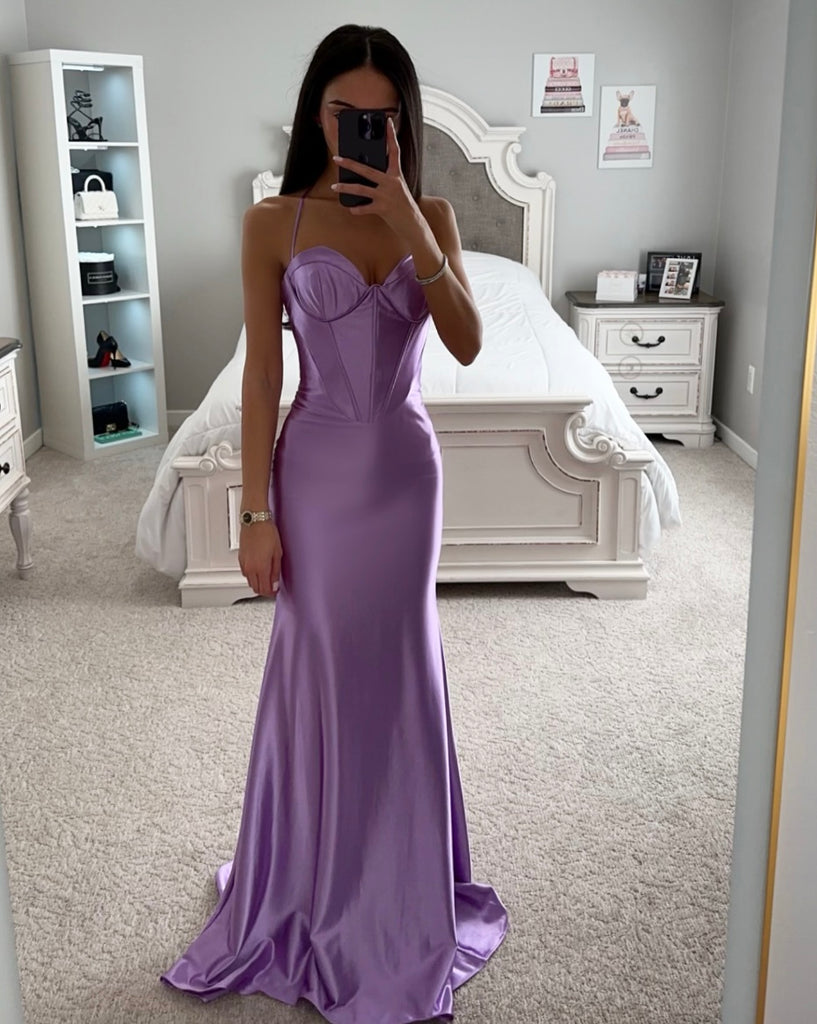 SATIN CORSET FITTED HALTER GOWN SHOP DDMINE SATIN CORSET FITTED HALTER GOWN SHOP DDMINE