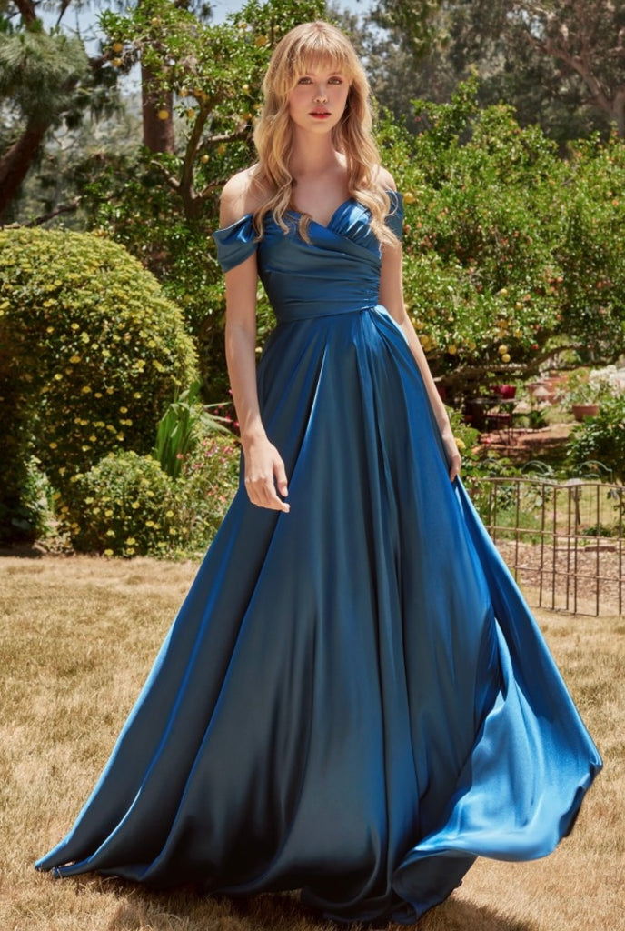 FRENCH NAVY A-LINE SATIN GOWN SHOP DDMINE FRENCH NAVY A-LINE SATIN GOWN SHOP DDMINE