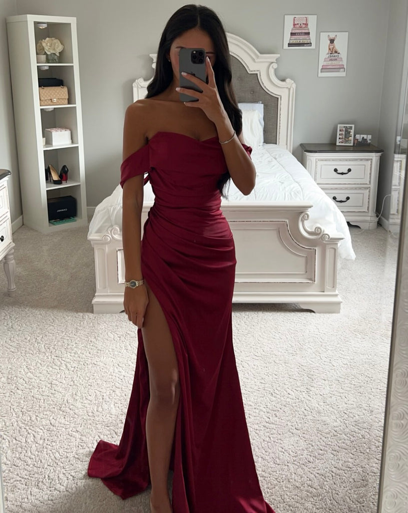 BURGUNDY SATIN GOWN SHOP DDMINE BURGUNDY SATIN GOWN SHOP DDMINE