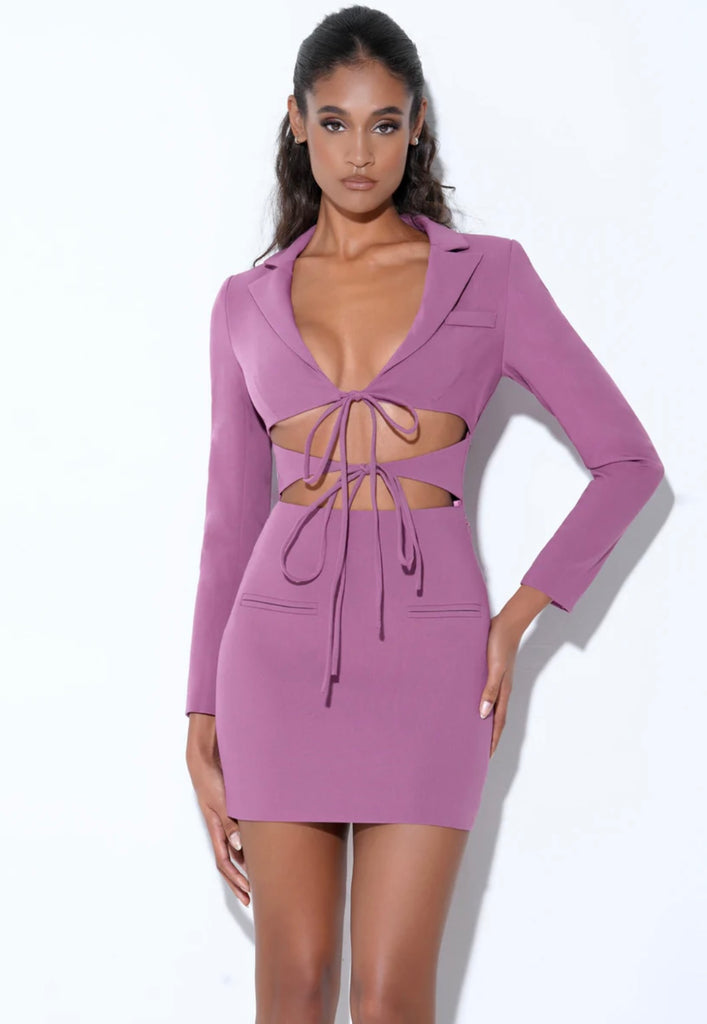 WYNN CUT OUT LONG SLEEVE MINI DRESS XXS / As Shown WYNN CUT OUT LONG SLEEVE MINI DRESS XXS / As Shown