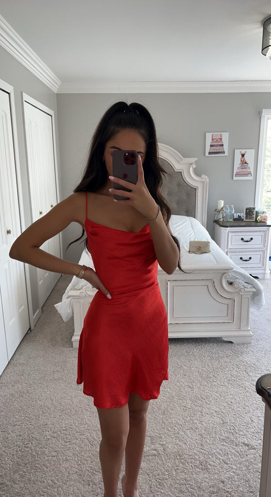 Runaway The Label Red Satin Mini Dress Red / Xs Runaway The Label Red Satin Mini Dress Red / Xs