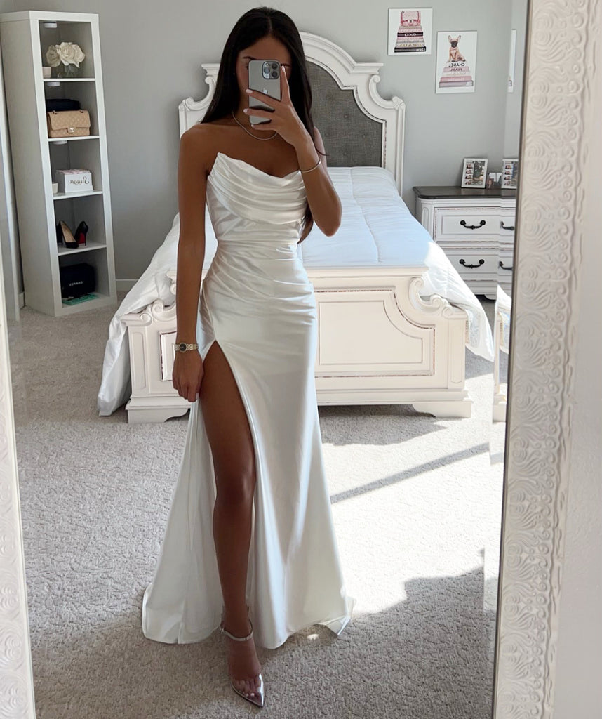 Off White Asymmetrical Satin Gown Medium / Off White Off White Asymmetrical Satin Gown Medium / Off White