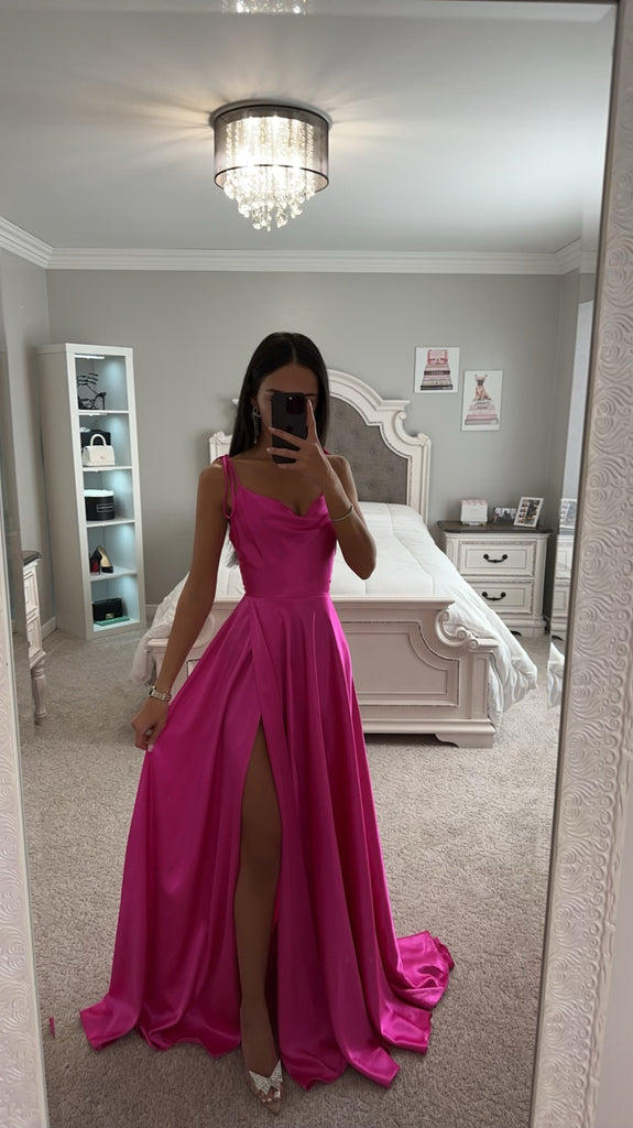HOT PINK CINDERELLA SATIN GOWN HOT PINK / Large HOT PINK CINDERELLA SATIN GOWN HOT PINK / Large