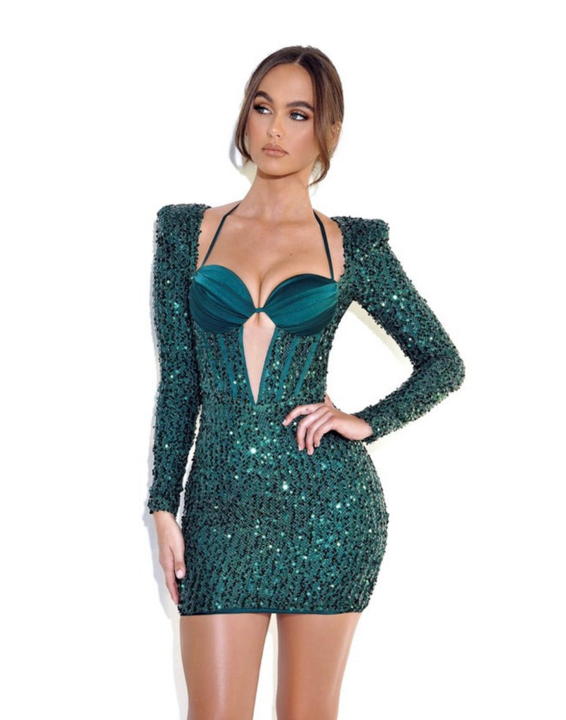 melina sequin dress Melina Emerald Sequin Dress