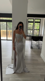 EMBELLISHED LACE AND SATIN FITTED GOWN