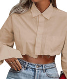 ASYMMETRICAL BUTTON UP CROP TOP