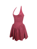 HADARA BURGUNDY SUEDE HALTER MINI DRESS
