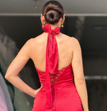 STRAPLESS SATIN DRESS & SASH