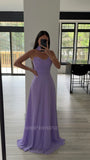 STRAPLESS SCARF A LINE CHIFFON DRESS