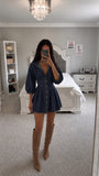 Button Down 3/4 Sleeve Denim Dress