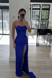 SATIN STRAPLESS DRAPED GOWN