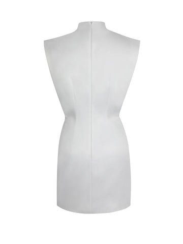 mock neck white mini dress Ainhoa Cream Mock Neck Mini Dress, L / Neutrals