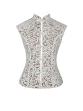 Rosetta Cream Cotton Crochet Mandarin Collar Top