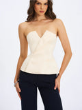 Yani Ivory Asymmetrical Lapel Sleeveless Top