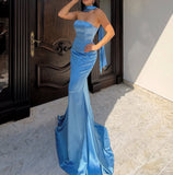 STRAPLESS SATIN DRESS & SASH